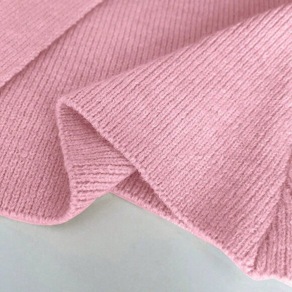 Pink Casual Women's Waist-button Cinched knit Cardigan - Picture 7 of 7